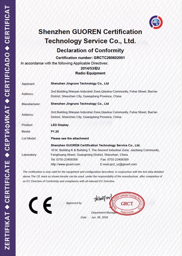 CE Certification - LED Display EU Compliance