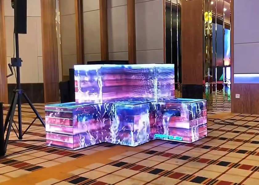 CR-A Series cube LED display installation detail ceiling mount option