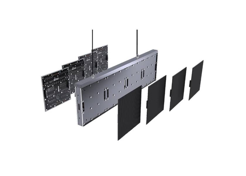IN-D Series double-sided LED screen cabinet detail die-cast aluminum design