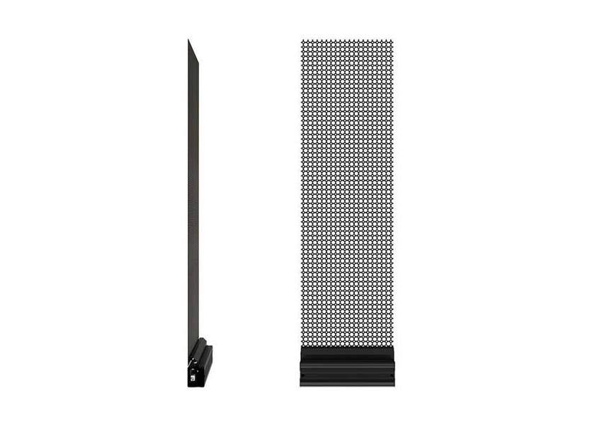 IN-T Series see-through LED display installation detail glass-like transparency