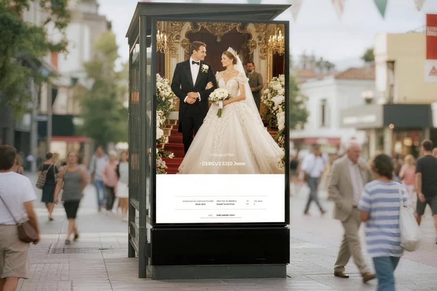 Close-up view of high definition outdoor LED advertising screen with vivid color restoration under strong sunshine