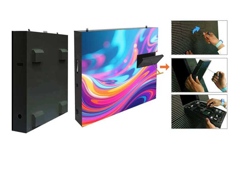 OU-F Series outdoor LED display installation detail front maintenance access
