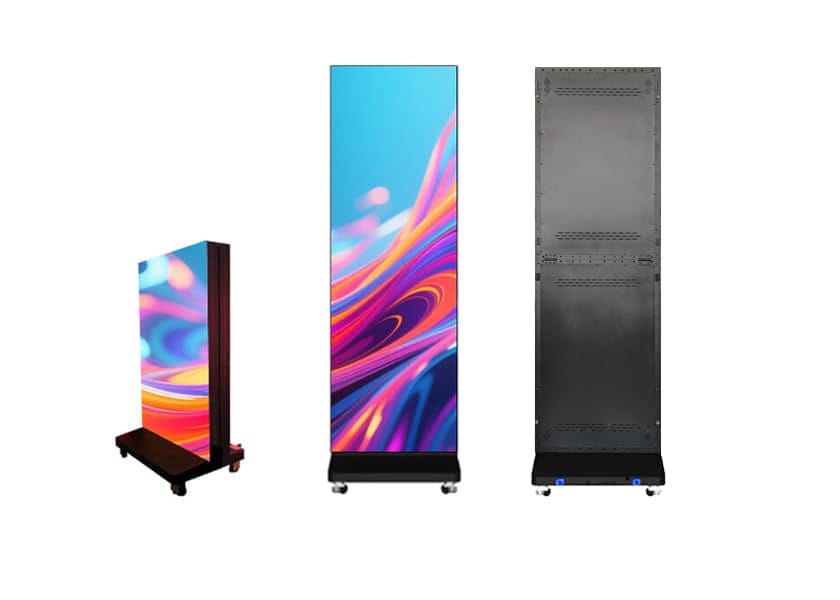 PO-A Series foldable LED poster side view folded design for storage and transport