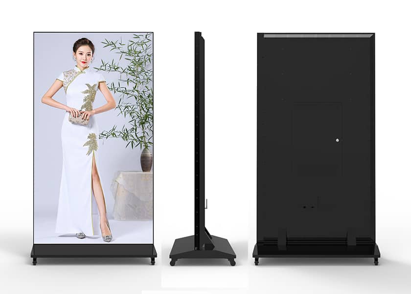 PO-D Series wheeled 4K LED poster base easy mobility touch screen option