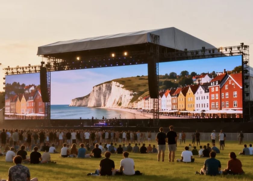 RE-B Series curved rental LED screen side view 500x500mm modular cabinet