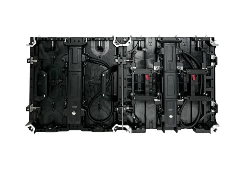 RE-F Series die-cast aluminum rental LED cabinet close-up quick-release locks