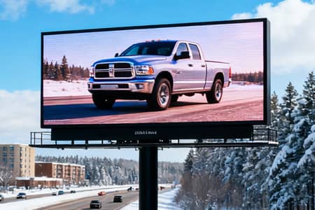 Single-column mounted outdoor LED billboard for advertising display